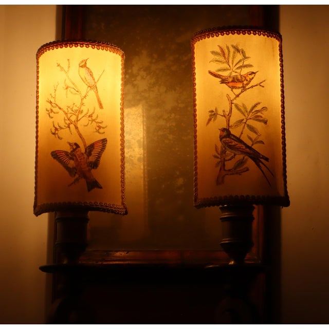 1960s Italian Wall Lamp with Mirror Glass and Bird Lampshades, 1960 For Sale - Image 5 of 18