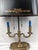 Metal Wildwood Vintage Brass Bouillotte Style Two-Light Table Lamp With Black Tole Shade and Gilt Decoration For Sale - Image 7 of 18