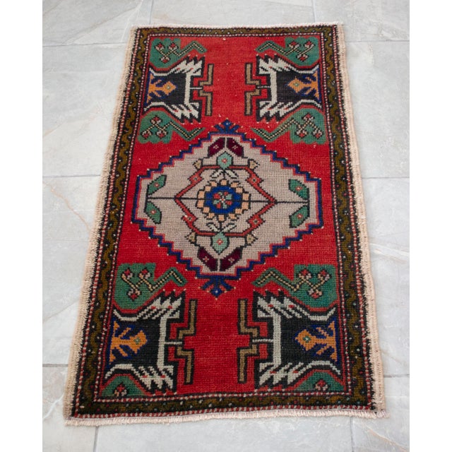 Hand Knotted Small Oushak Rug Faded Mini Rug Mat - 1'8" X 3' For Sale - Image 13 of 13