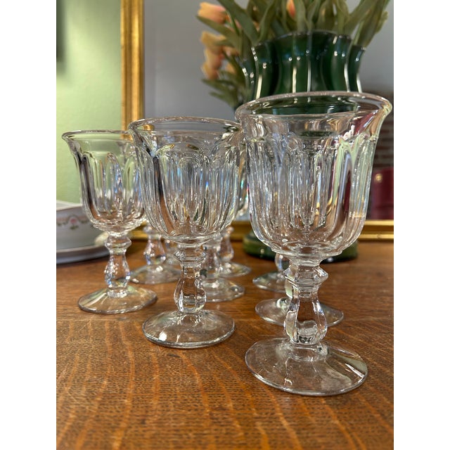 American Vintage Imperial Glass “Old Williamsburg Clear” Wine Glasses - a Set of 9 For Sale - Image 3 of 6