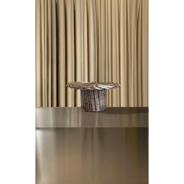 Contemporary El 04 Cake Stand in Metal-Plated Hand-Woven Wicker by Caspal For Sale - Image 3 of 7