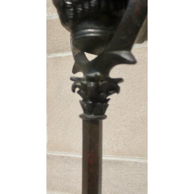 Early 19th Century Rare Roman Bronze Candelabrum - Lampstand With Bronze Oil Lamp For Sale - Image 5 of 13
