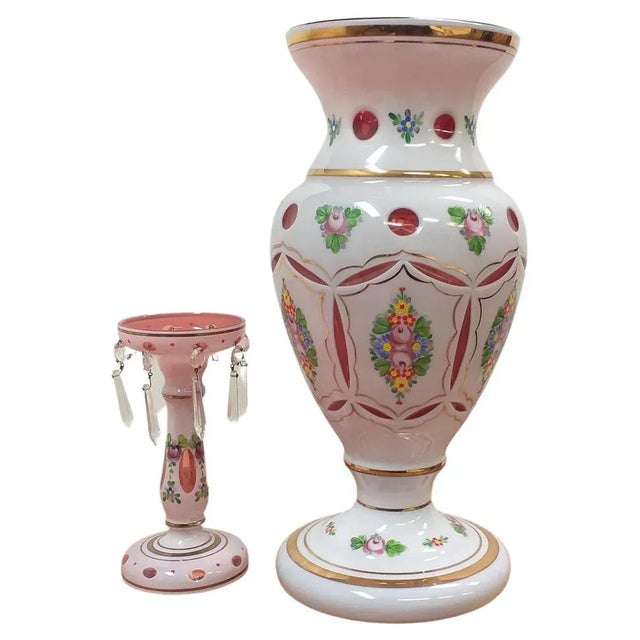 Vase and Candleholders, Czechoslovakia, Set of 2 For Sale - Image 9 of 9