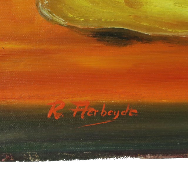 Textile R. Aerdbeyde, Flowers with Hat, 1970s, Painting on Canvas For Sale - Image 7 of 12