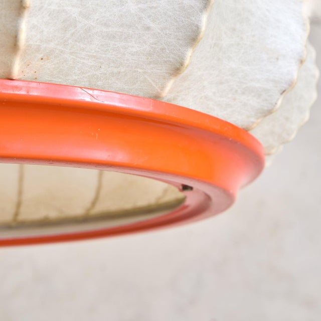 Orange 1960s Mid-Century Modern Italian Orange Cocoon Pendant For Sale - Image 8 of 12