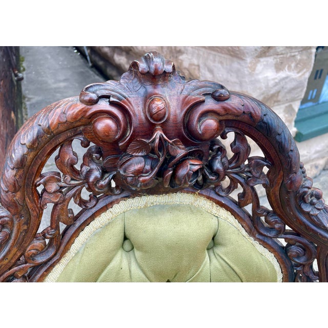 Mid 19th Century John Belter Style Laminated Rosewood High Relief Victorian Side Chairs a Pair For Sale - Image 11 of 12