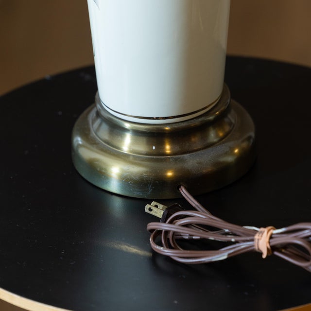 1970s Pair of Vintage Hand-Painted Porcelain Leaf Lamps For Sale - Image 9 of 12