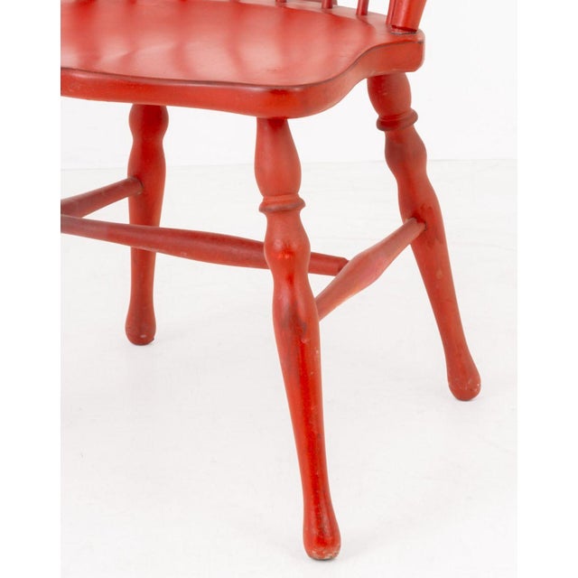 Windsor Style Red Painted Dining Chairs, 4 For Sale - Image 9 of 9