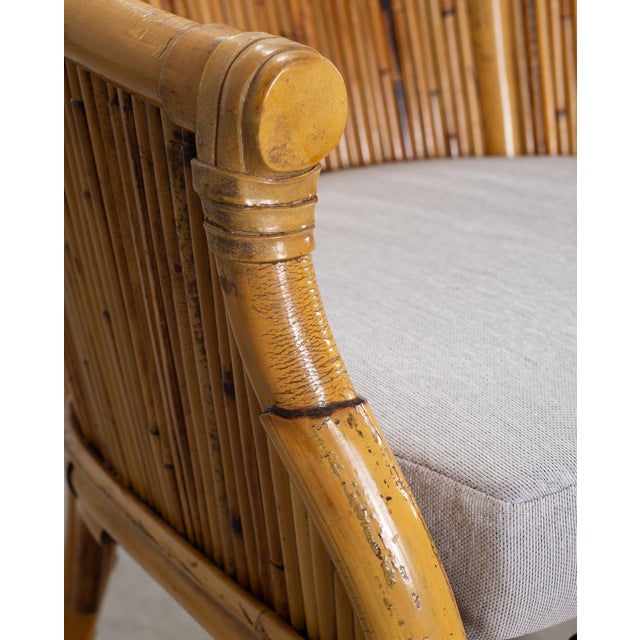 Set of Four McGuire Barrel Back Rattan Bamboo Dining Armchairs For Sale - Image 12 of 18