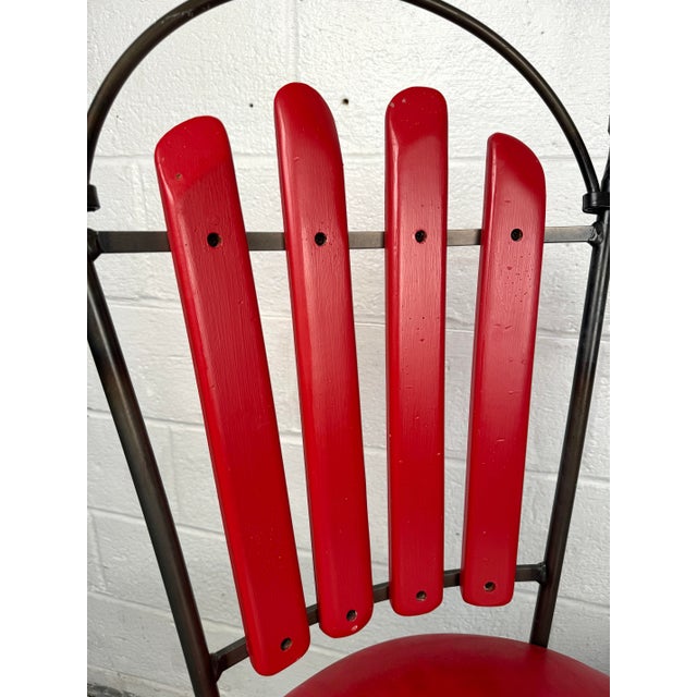 Mid 20th Century Vintage Wood and Iron Barstools - Set of 2 For Sale In New York - Image 6 of 12