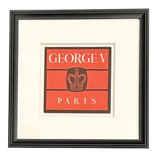 Vintage Hotel George v Paris Hotel Framed Luggage Label For Sale