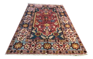Vintage Geometric Pattern on German Area Rug
