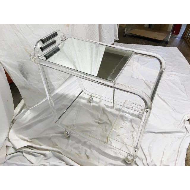 70s Acrylic W/ Chrome Bar Cart For Sale - Image 11 of 13