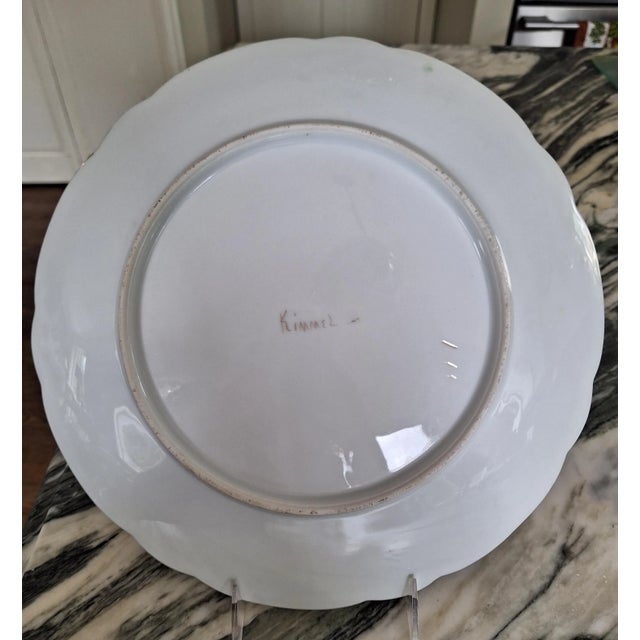 Green Antique Art Nouveau Hand Painted Gold Gilt Platter For Sale - Image 8 of 12