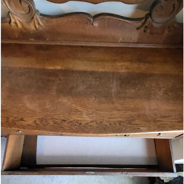 Brown Antique Tiger Oak Dresser With Vanity Mirror For Sale - Image 8 of 8