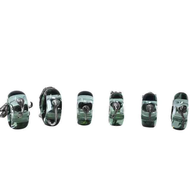 African Vintage Makoulpa Safari Napkin Rings Set of 6 | Recycled Ngwenya Glass & Pewter African Wildlife Animals | Sustainable Ethical Nature Gift For Sale - Image 3 of 17