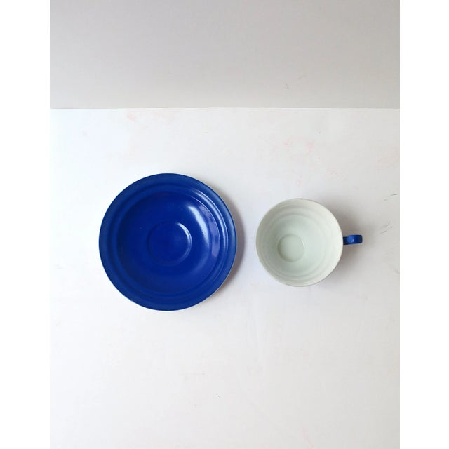 Yves Klien Blue Style Porcelain Espresso Coffee Cup Saucer Art Deco, Europe For Sale - Image 10 of 12