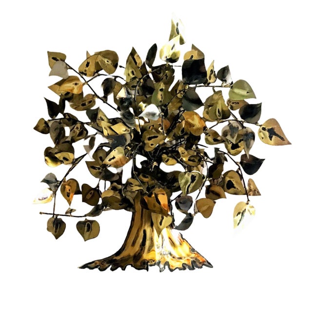 1970s Mid-Century Modern Manner of C. Jeré Brass Tree Wall Art Sculpture For Sale - Image 11 of 11