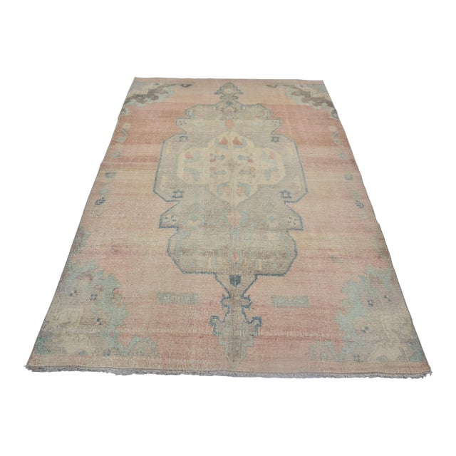 Vintage Handknotted Floor Wool Carpet For Sale