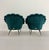 Striking Gucci shell-back armchairs upholstered in rich teal velvet with embroidered floral seat detailing. Their...