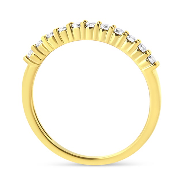 Elegant and timeless, this IGI certified 10K yellow gold diamond band features 0.25 carat total weight of tiny round...