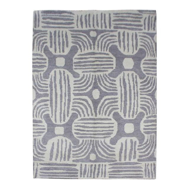 Hand Knotted Ikat Rug - 6′ × 9' For Sale