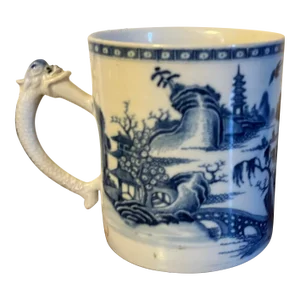 Large Antique 18th Century Chinese Export Blue & White Porcelain Tankard Mug