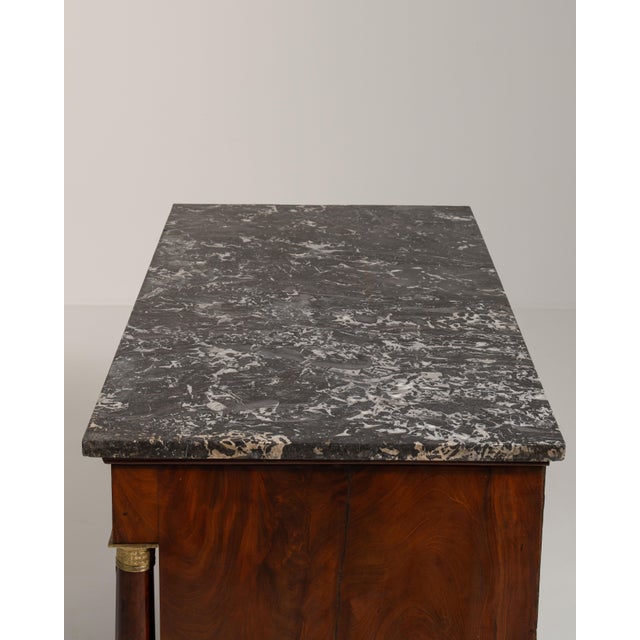1860s French Chestnut Brown Empire Chest of Drawers with Marble Top For Sale In Greensboro - Image 6 of 15