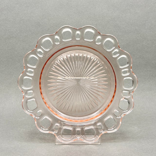 This elegant 3-piece serving set features the iconic "Old Colony" lace edge pattern in beautiful pink depression glass,...