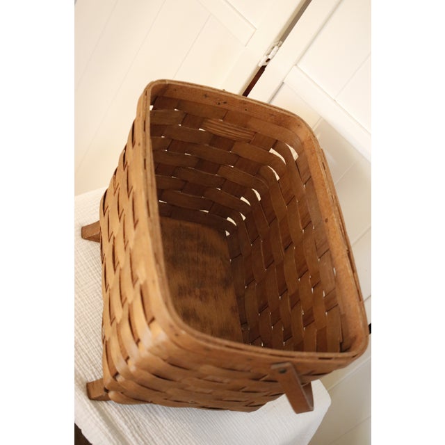 Antique White Oak Large Gathering Basket Handcrafted in Vermont by Basketville For Sale - Image 11 of 12