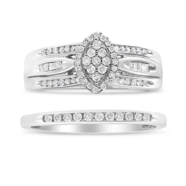 Celebrate your magical union with this classic and everlasting diamond engagement set. This bridal set features two rings...