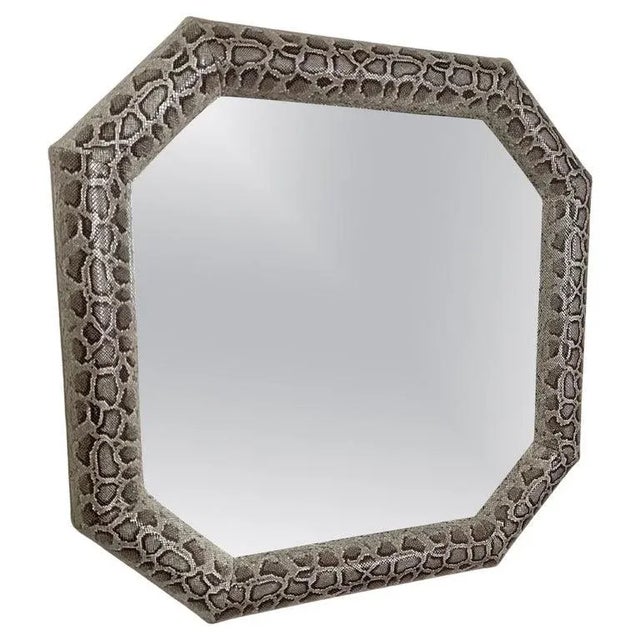Python Upholstered Wall Mirror, Detachable Chrome Detail For Sale - Image 12 of 12