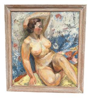 Hugo Linér, Nude Study, 1950s, Oil on Canvas, Framed