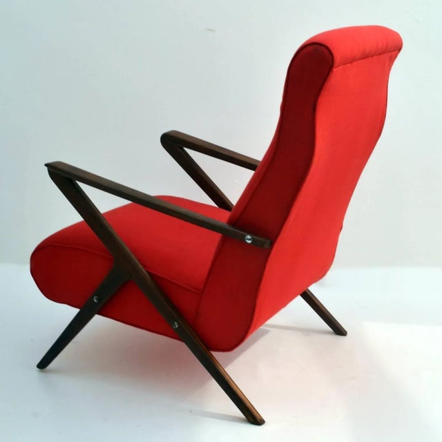Red Italian Mahogany Lounge Chair, 1950s For Sale - Image 3 of 9