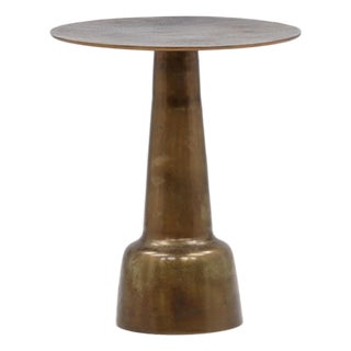 Brass Finish Pedestal Side Table For Sale