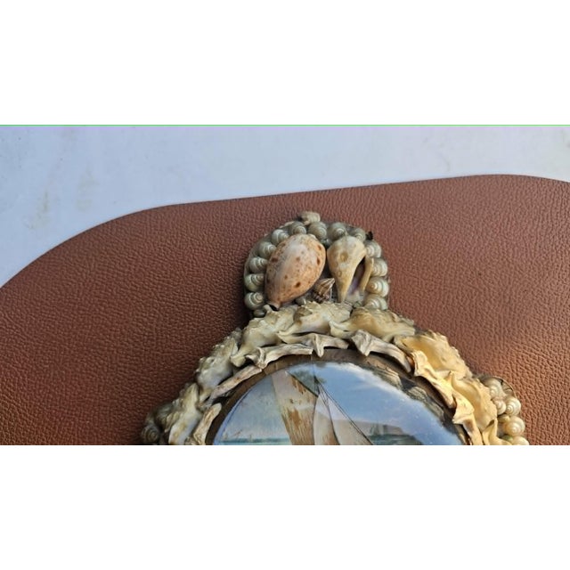 Victorian Anchor Seashell Diorama Maritime, dimensions: height 27 cm, width 21.5 cm, depth 4 cm.