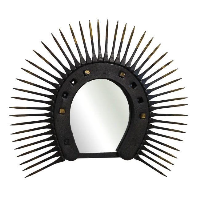 Vintage Brutalist Horseshoe Mirror, 1960s For Sale