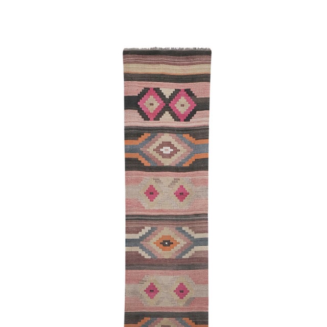 Vintage Turkish Long Kilim Runner Rug 2'7'' X 20'12'' Hand woven with high quality pure wool 30.7" x 252" / 78 x 640 Cm...