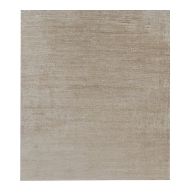 Rug & Kilim’s Oversized Modern Textural Rug in Beige-Brown Stripes and Striae - 14x16 For Sale
