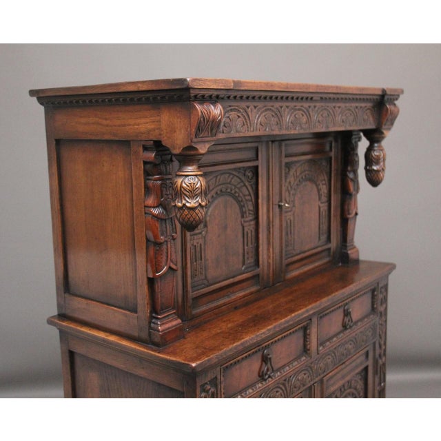 Brown Early 20th Century Oak Court Cupboard, 1920s For Sale - Image 8 of 14