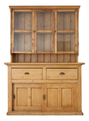 Antique English Pine Kitchen Dresser (Hutch) - Circa 1905
