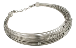 Thierry Mugler Silvered Metal Multi-Strand Wire Necklace