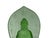 This green glass sculpture features a seated Buddha in a meditative pose atop an ornate lotus pedestal. Crafted with a...