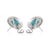 14k White Gold Halo Stud Earrings With 2.52ct Turquoise & Diamonds- A Pair For Sale - Image 9 of 15