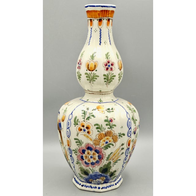 Early Dutch Hand Painted Delft Chinoiserie Polychrome Vase With Birds For Sale - Image 10 of 12