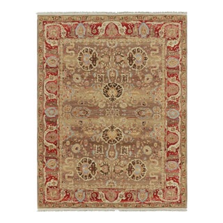 Rug & Kilim’s Persian Tabriz Style Rug in Beige-Brown With Floral Patterns For Sale