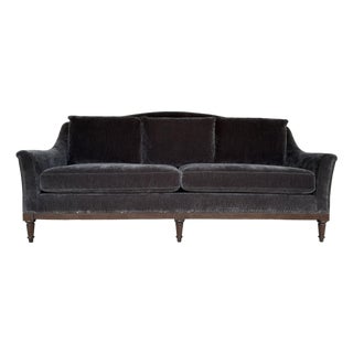 Art Co. Transitional Charcoal Velvet Magritte Sofa For Sale