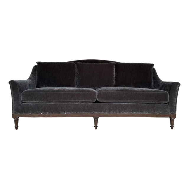 Art Co. Transitional Charcoal Velvet Magritte Sofa For Sale