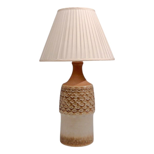 1960s Søholm Stentøj, Large Table Lamp, Beige Stoneware For Sale