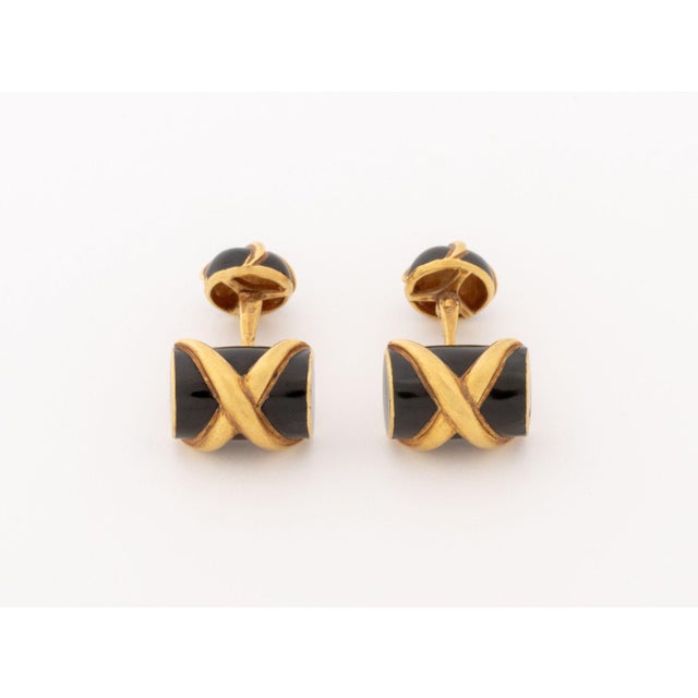 Mid 20th Century Schlumberger X Tiffany & Co. Gold Enamel Cufflinks For Sale - Image 5 of 8